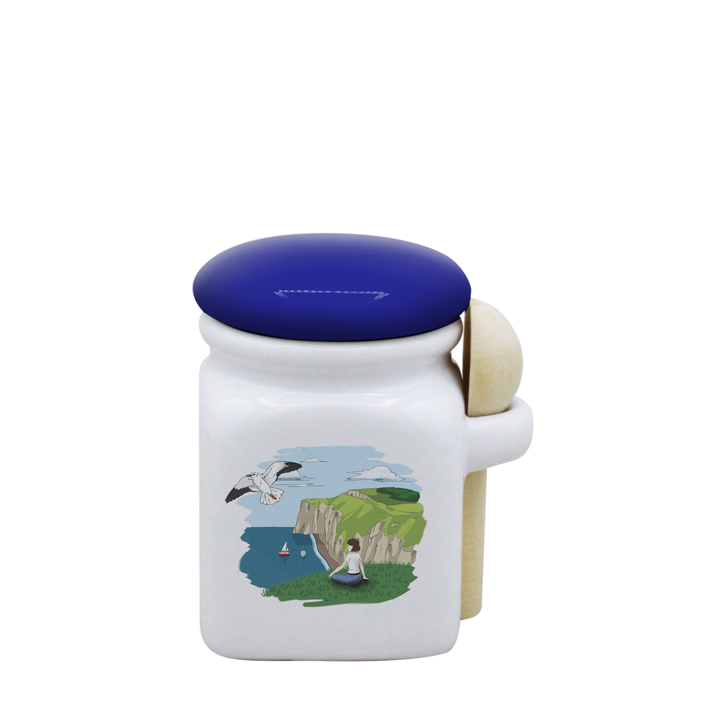 POT BLANC MINI COUV. BLEU+CUIL. BOIS-FALEFIL