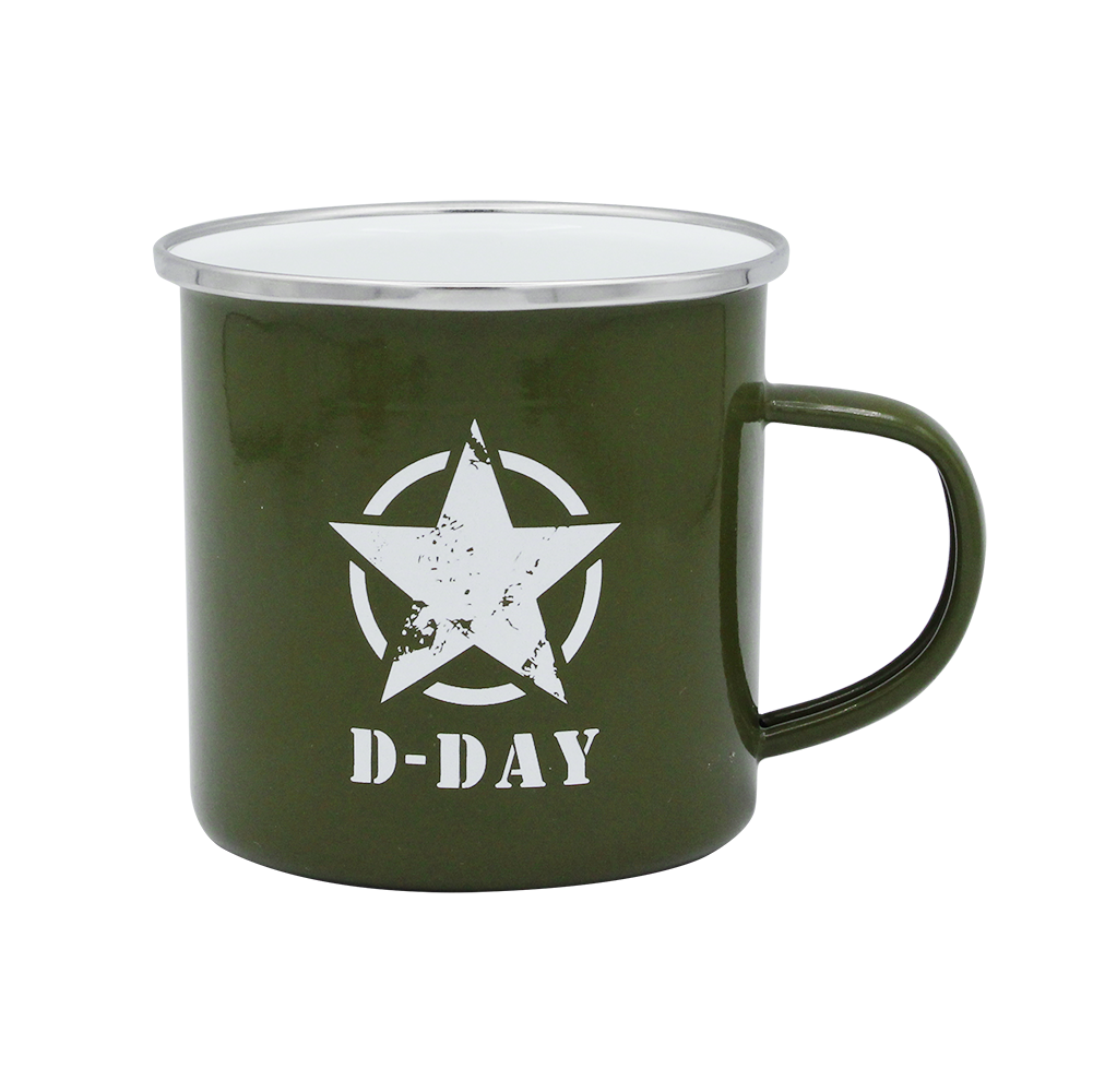 MUG METAL ETOILE BLANCHE SUR FOND KAKI