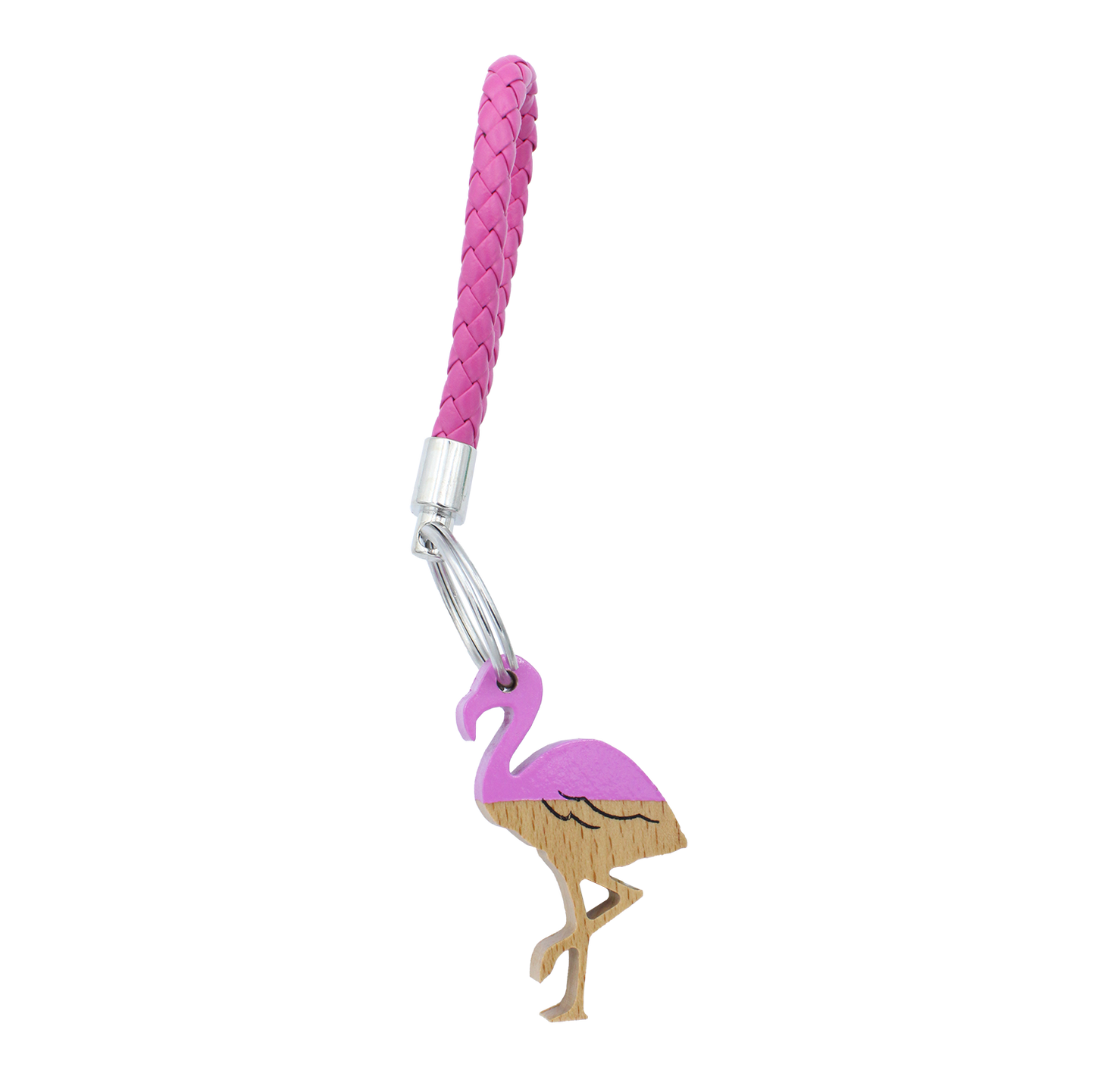 PORTE CLES BOIS ROSE FLAMANT ROSE