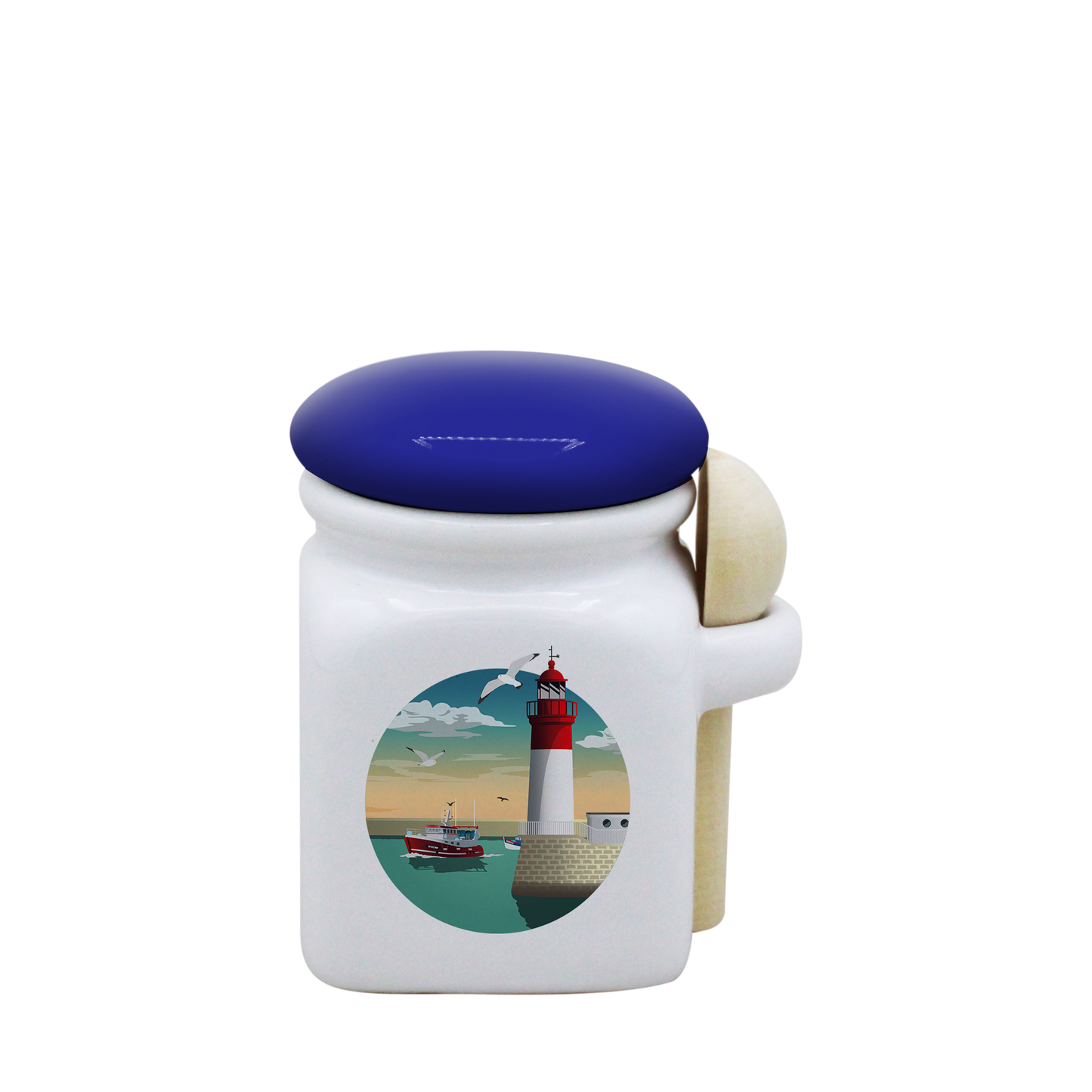 POT BLANC MINI COUV. BLEU+CUIL. BOIS-PHARECHA
