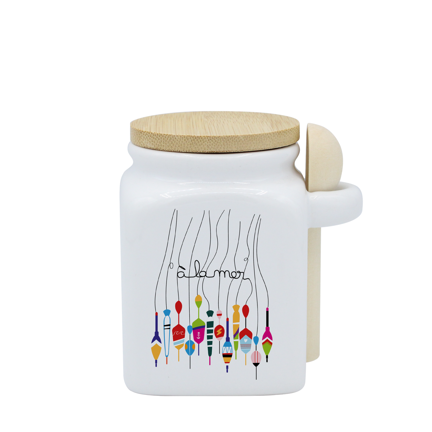 POT BLANC PM COUV. BAMBOO+CUIL. BOIS - A LA MER BOUCHON
