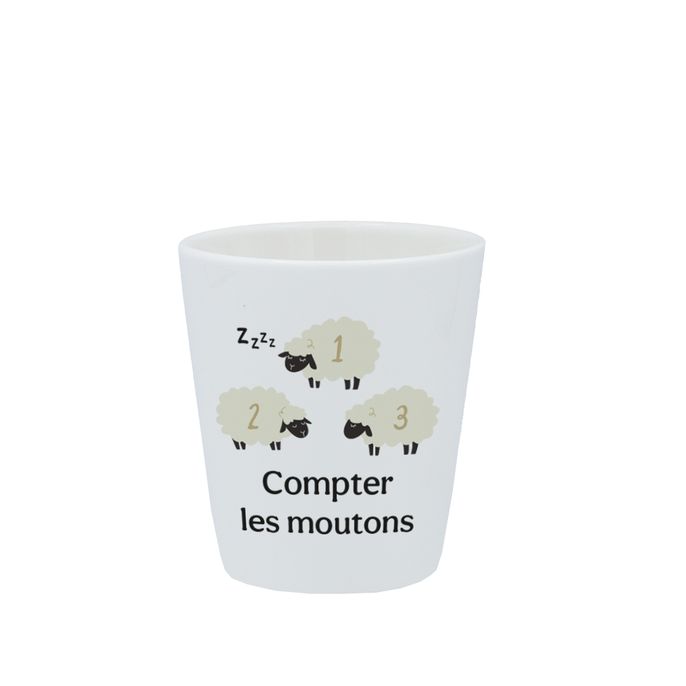 TASSE ESPRESSO BLANCHE S/ANSE - COMPTER LES MOUTONS
