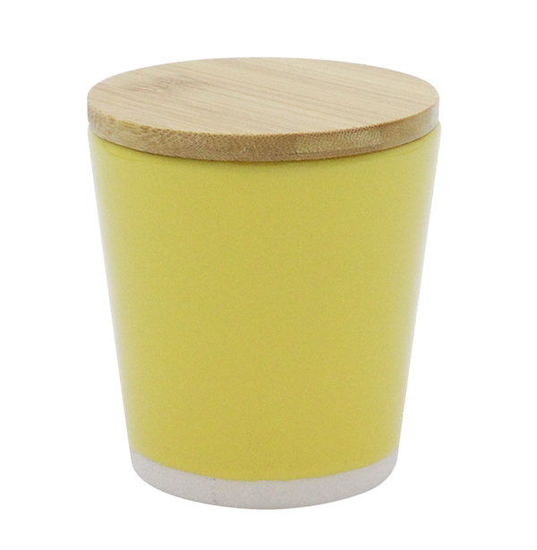 POT PM + COUV. BAMBOU BICOLOR JAUNE