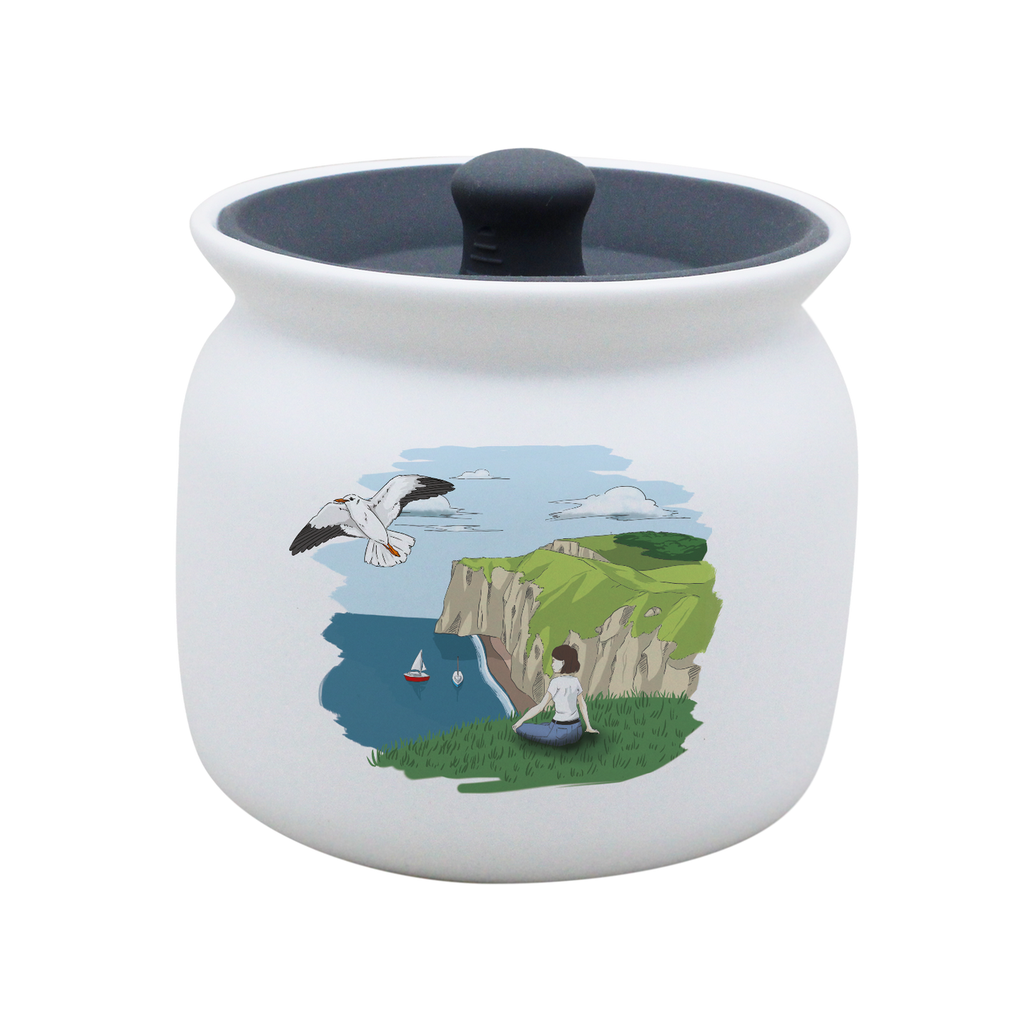 POT BLANC GM COUV. SILICONE GRIS -FALEFIL