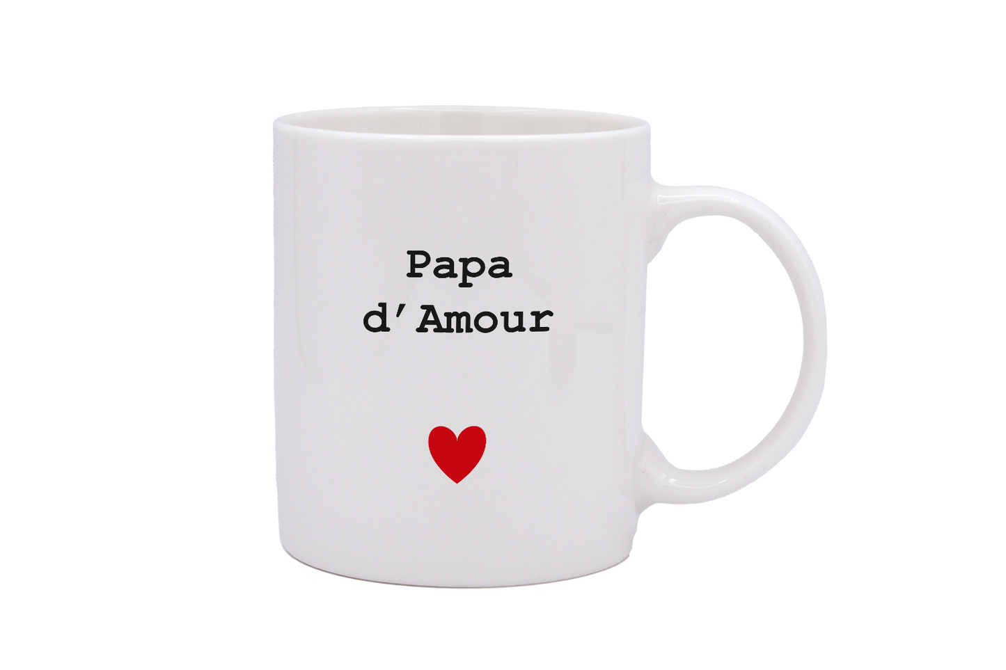 MUG DROIT BLANC - CŒUR PAPA D'AMOUR