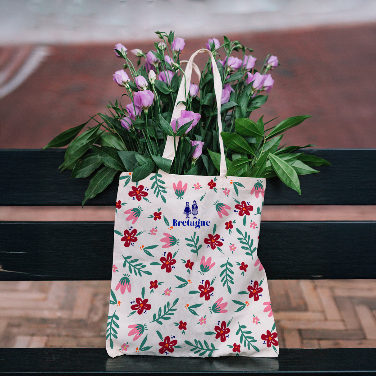 TOTE BAG RETRO FLEURS POKOU