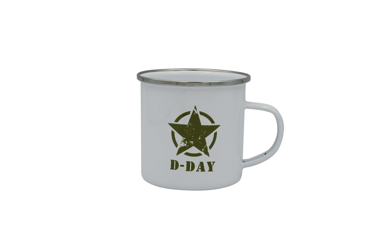 MUG METAL ETOILE KAKI FOND BLANC