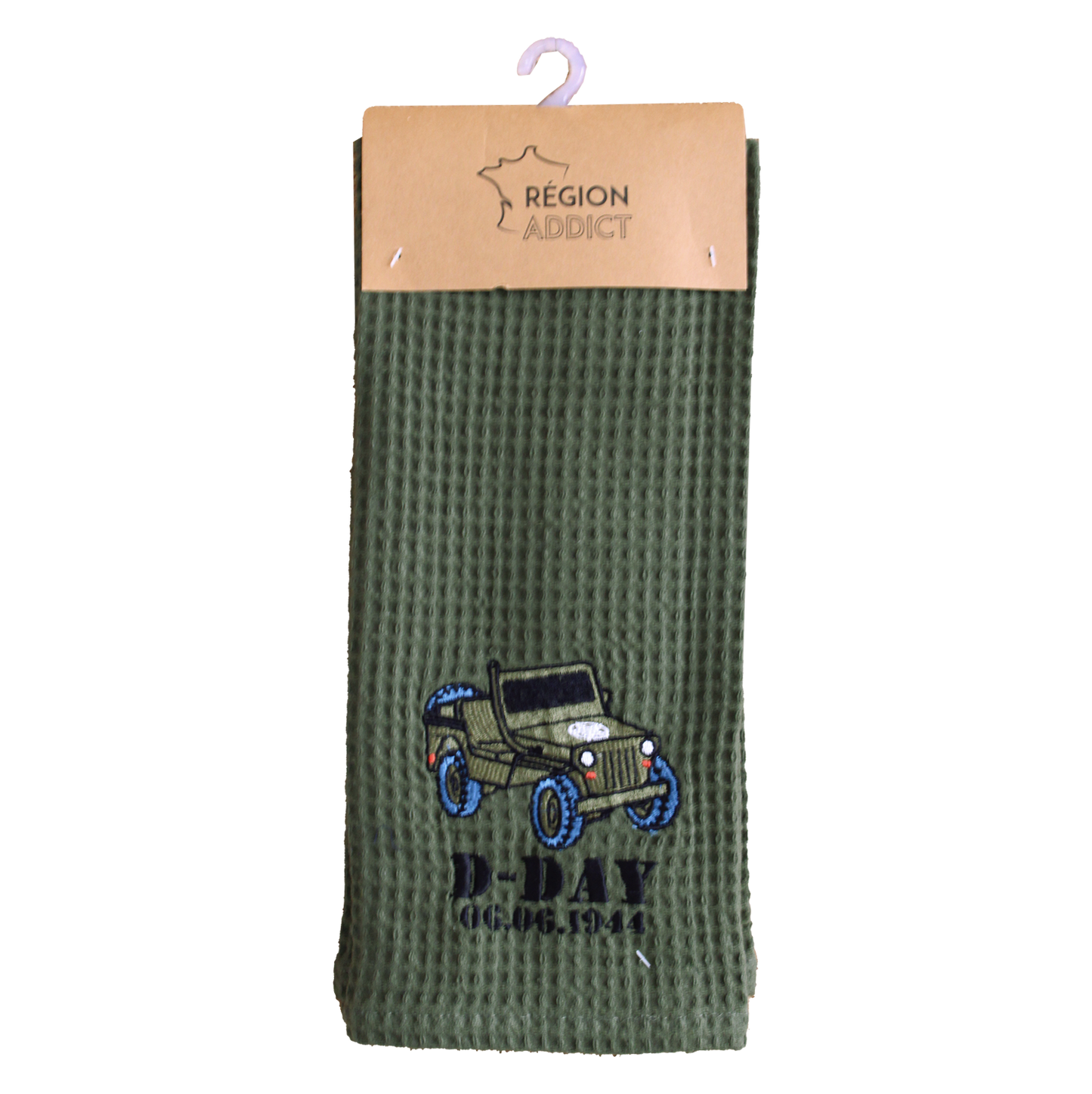 TORCHON NID D'ABEILLE JEEP KAKI