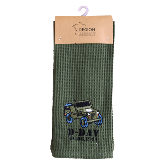 TORCHON NID D'ABEILLE JEEP KAKI