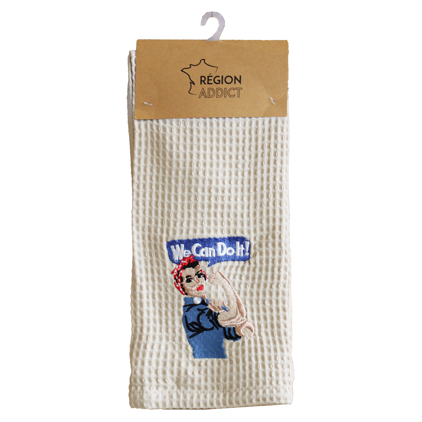 TORCHON NID D'ABEILLE ROSIE CREME