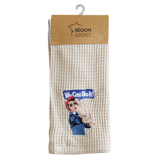 TORCHON NID D'ABEILLE ROSIE CREME