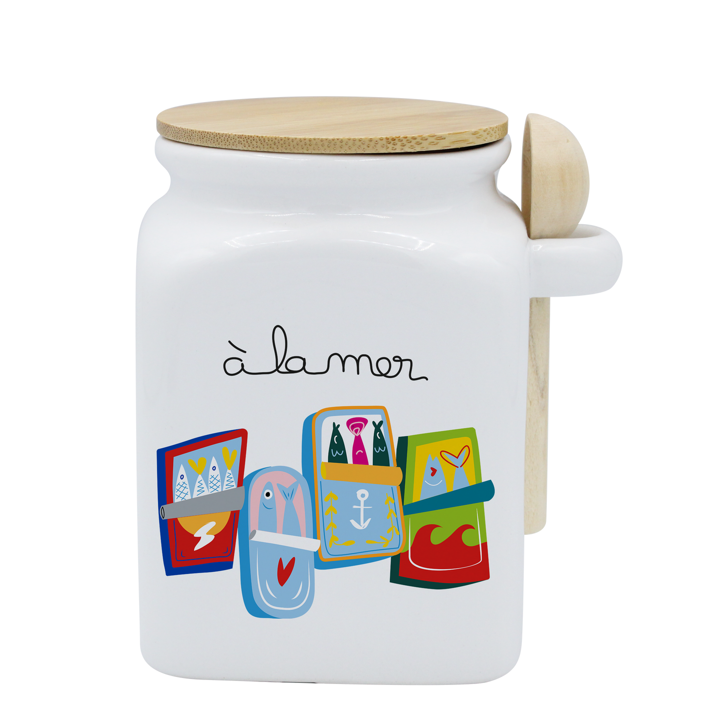POT BLANC MM COUV. BAMBOO+CUIL. BOIS-A LA MER SARDINES