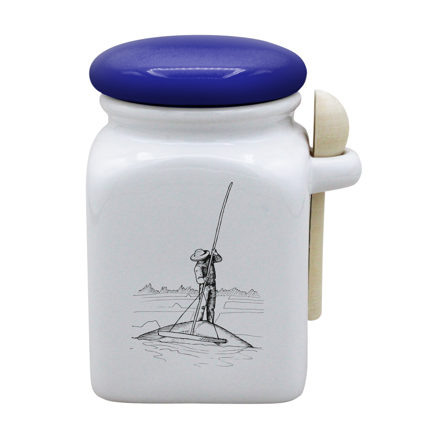 POT BLANC MM COUV. BLEU +CUIL. BOIS-PALUA