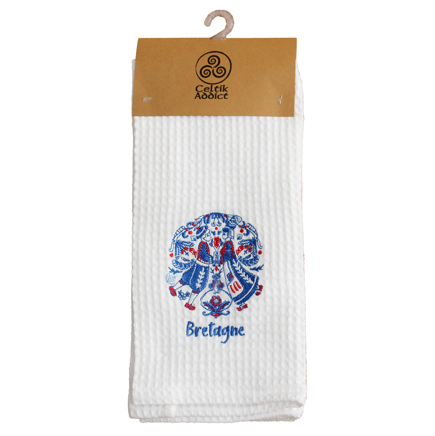 TORCHON NID D'ABEILLE RETRO BOHEME BLANC