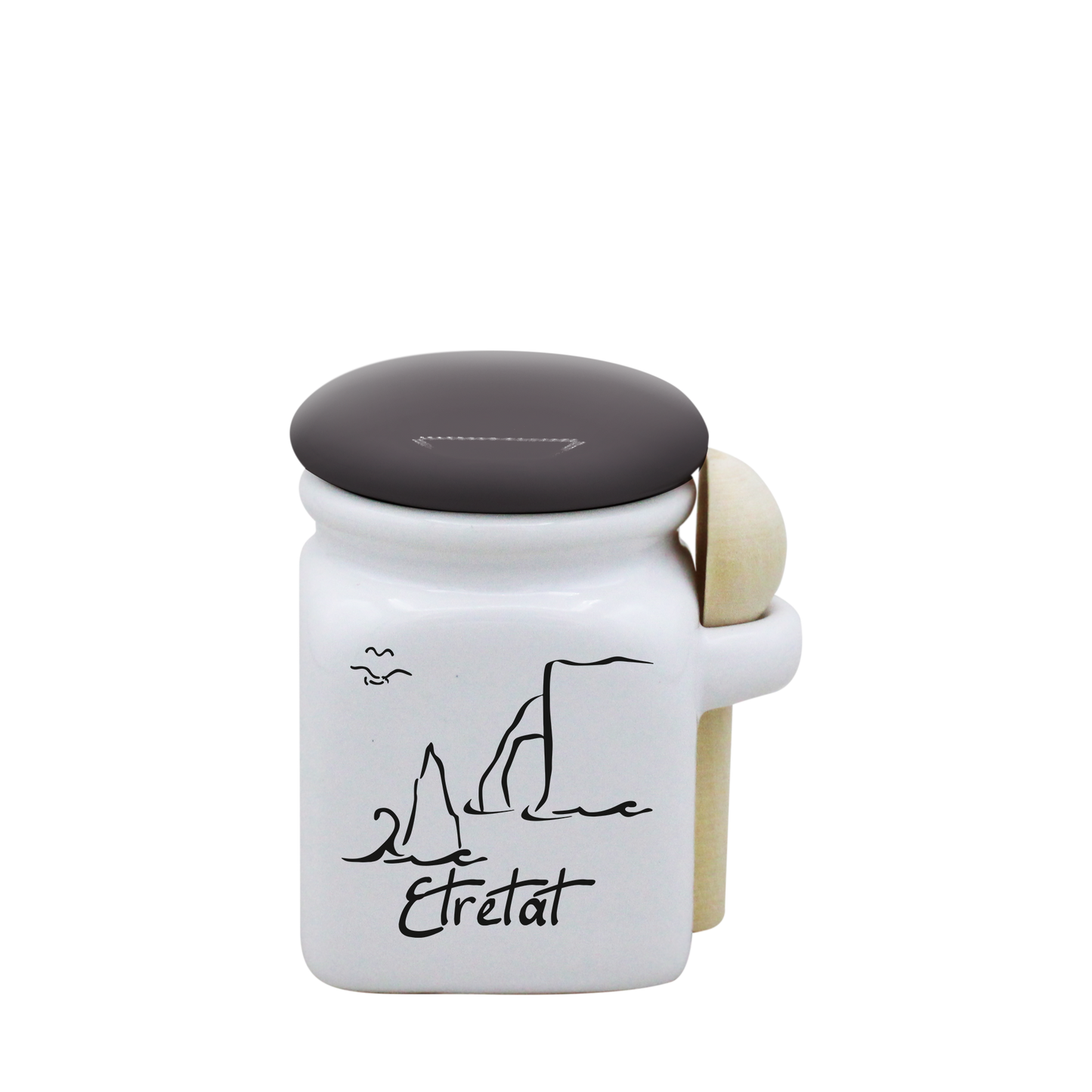 POT BLANC MINI COUV. GRIS+CUIL. BOIS-ETRETF