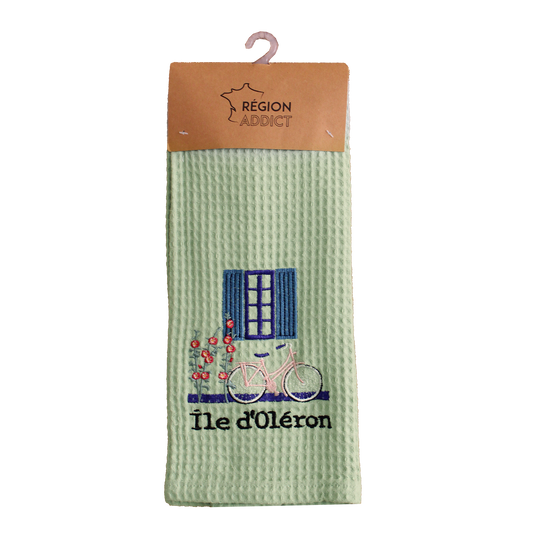 TORCHON NID D'ABEILLE FENETRE OLERON VERT