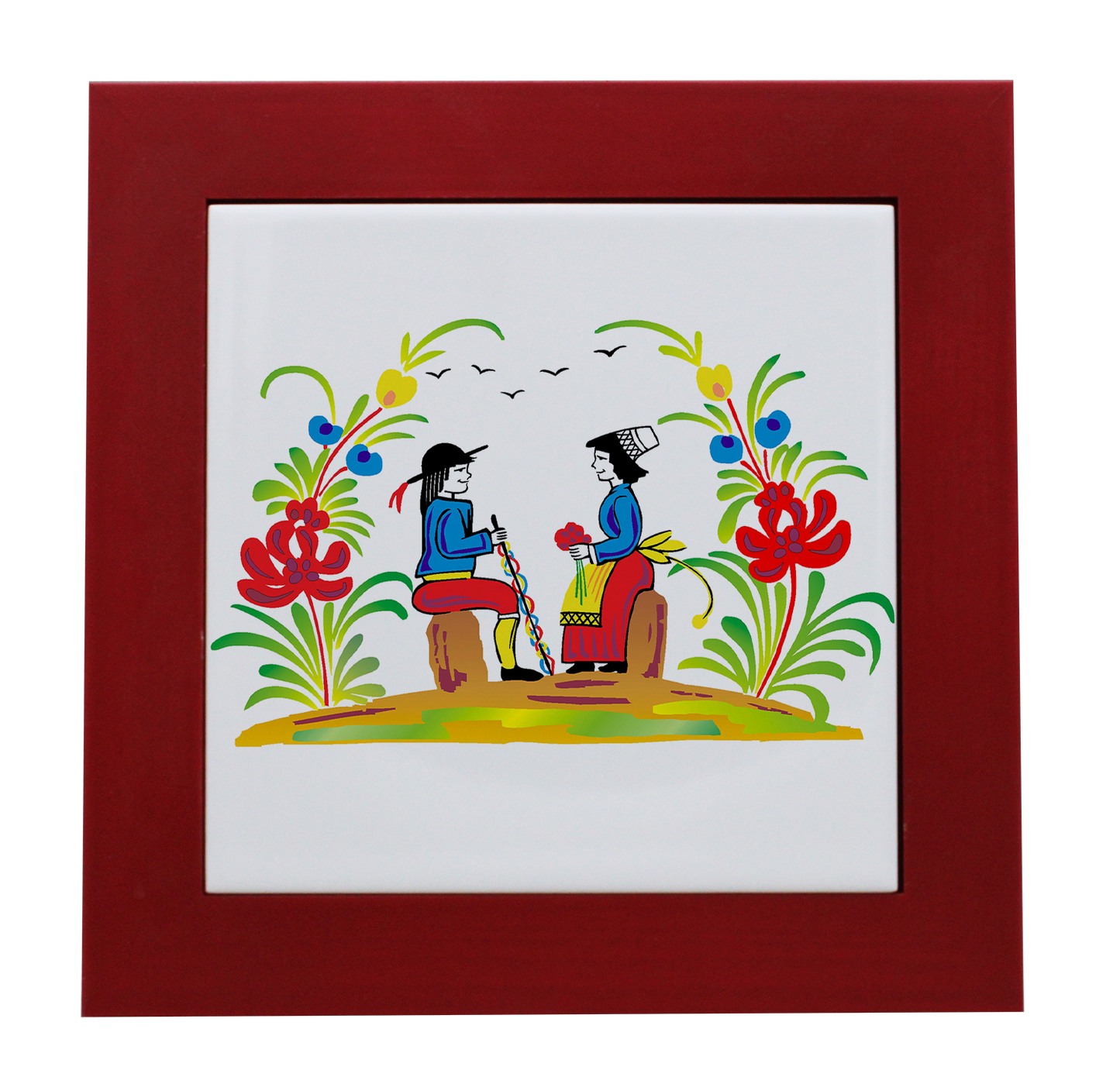 ENTOURAGE BOIS ROUGE-CARREAU FAIENCE 15x15 NU-RETRO
