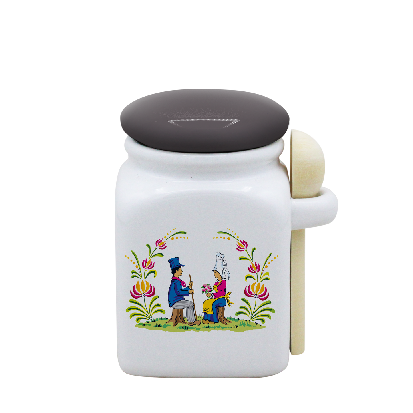POT BLANC PM COUV. GRIS+CUIL. BOIS-RENOR