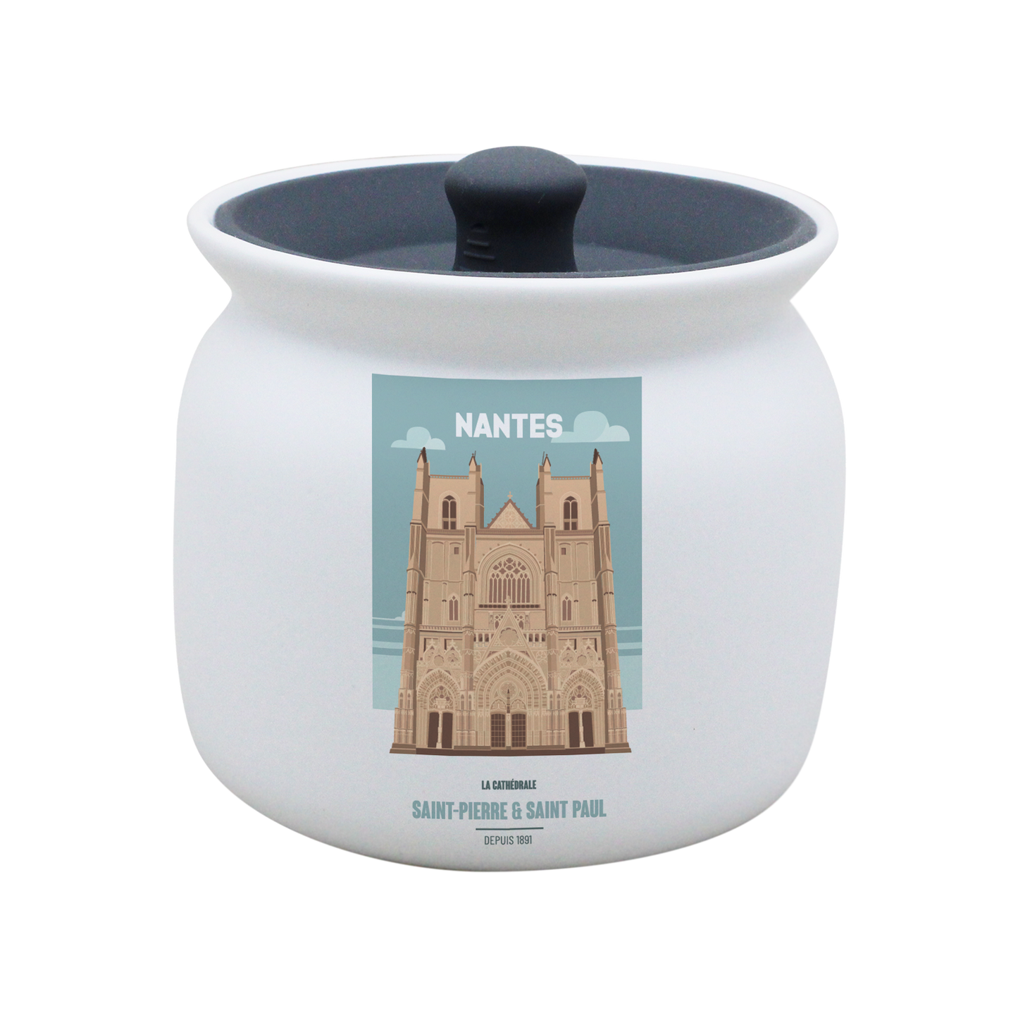 POT BLANC GM COUV. SILICONE GRIS -NTECATHE
