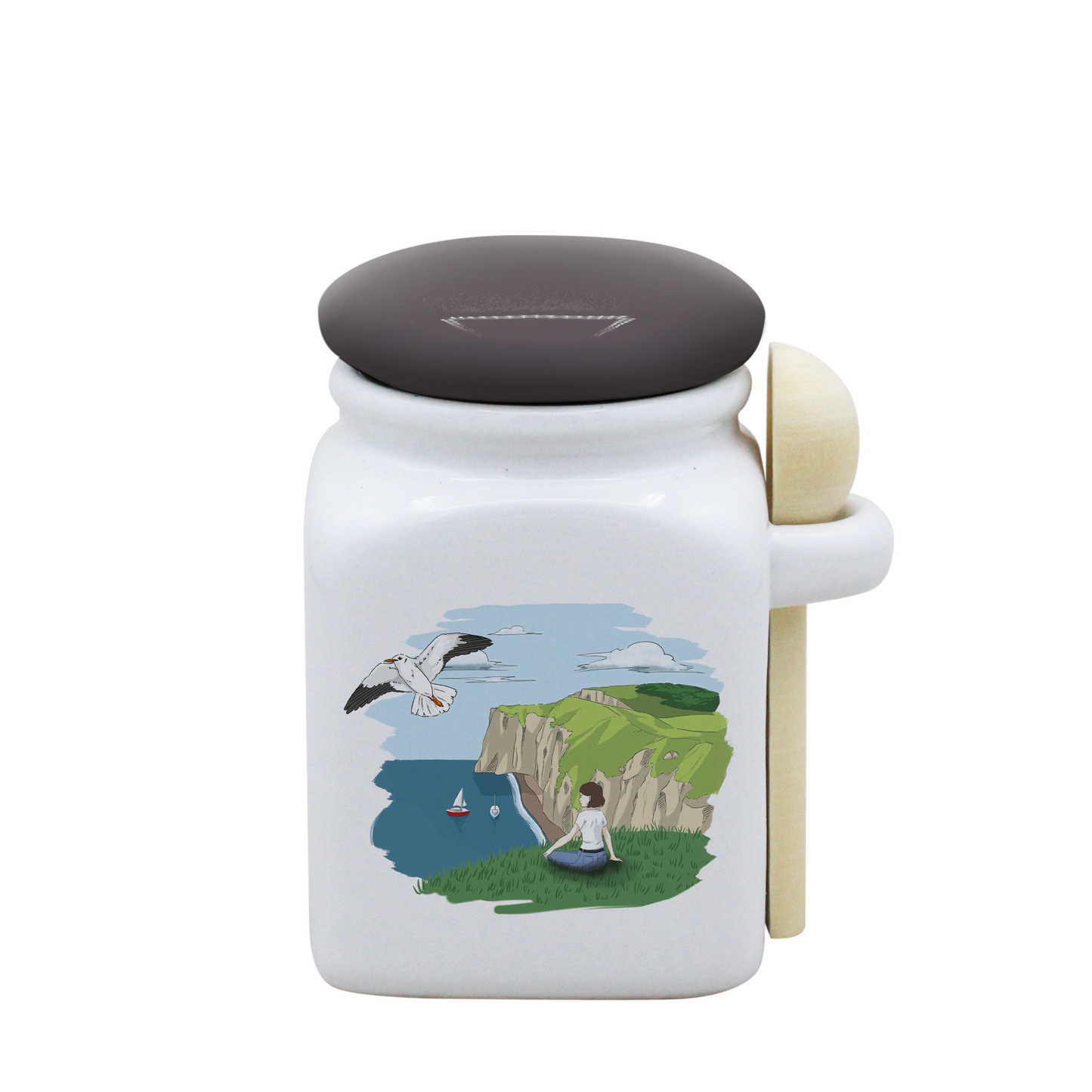 POT BLANC PM COUV. GRIS+CUIL. BOIS-FALEFIL