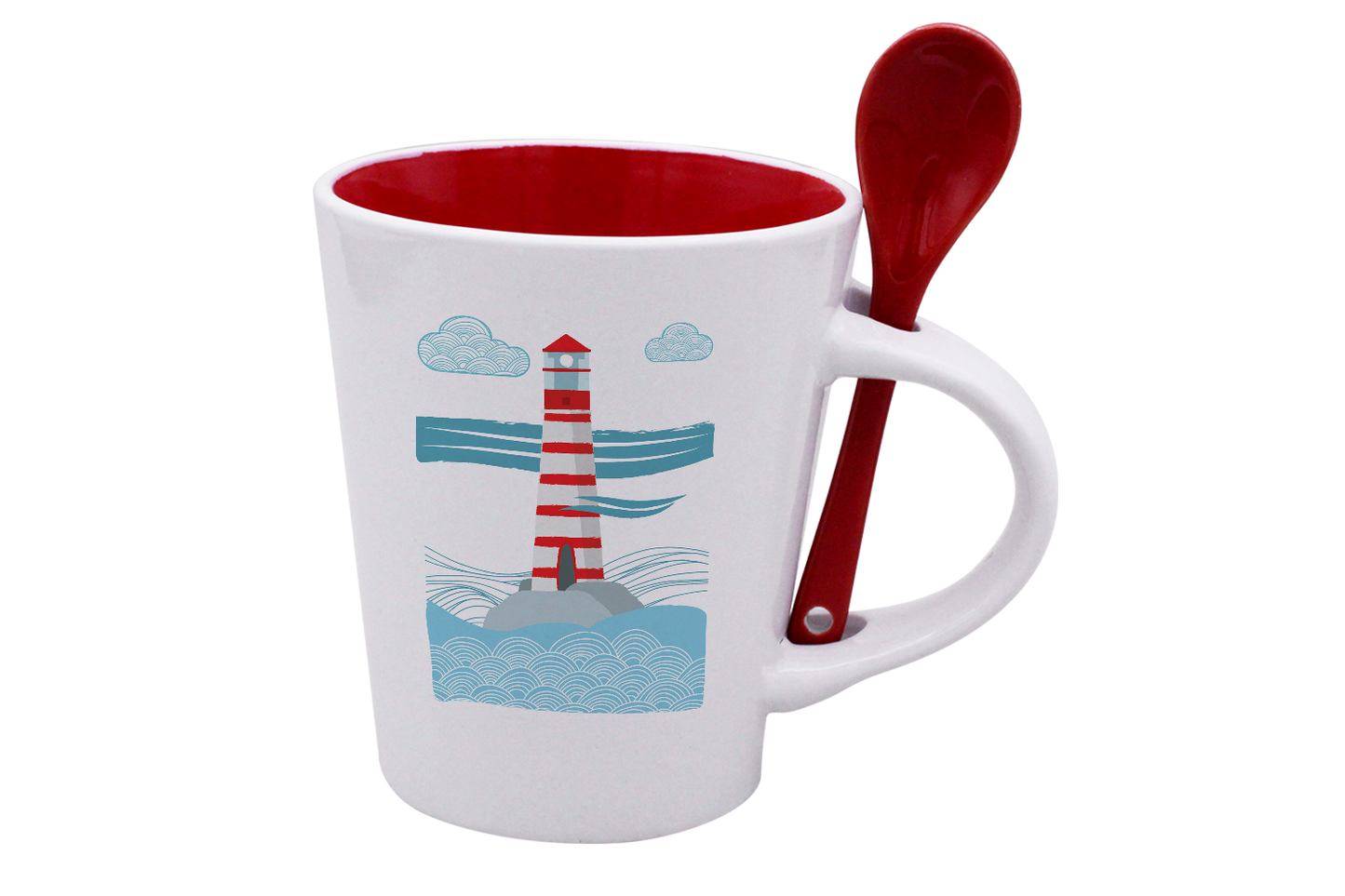 MUG CUILLERE BLANC INT. ROUGE-MARINPH