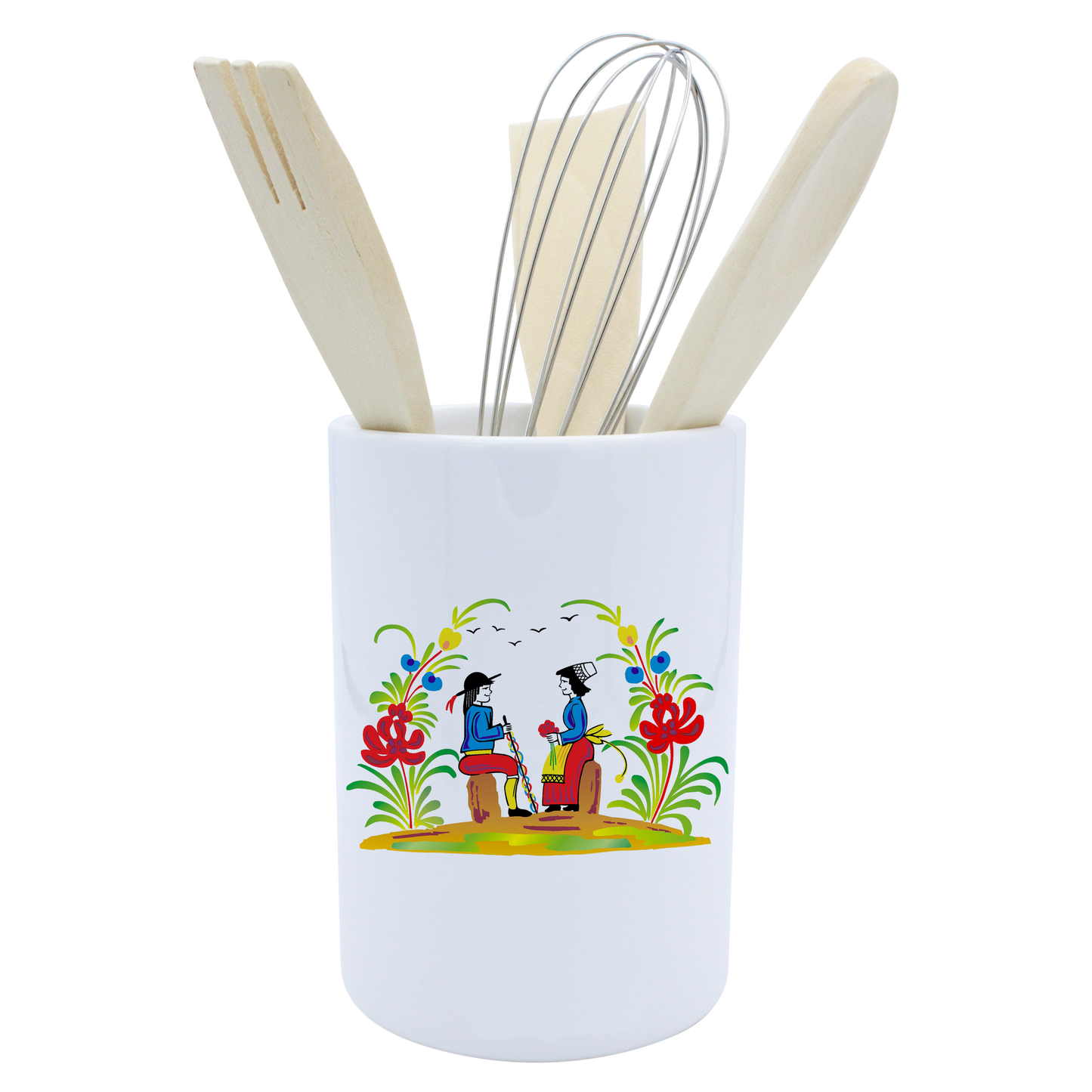 POT A USTENSILES BLANC-RETRO