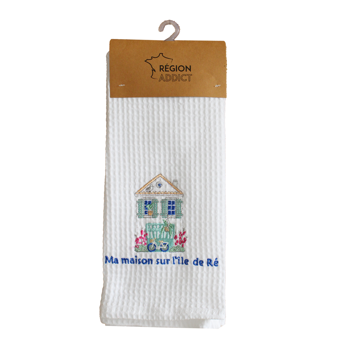 TORCHON NID D'ABEILLE MAISON RE BLANC