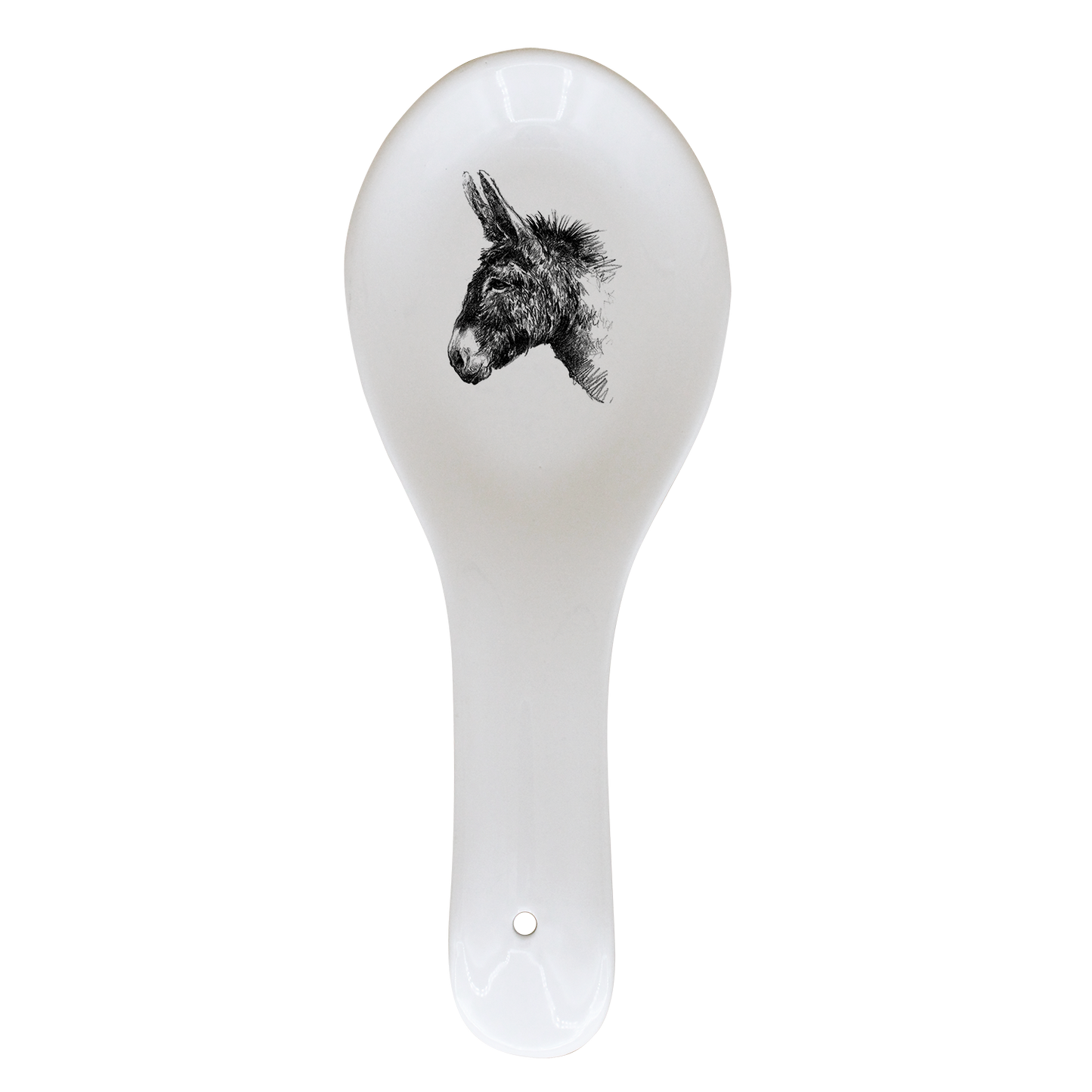 REPOSE CUILLERE BLANC - DESSIN MONOCHROME TETE D'ANE
