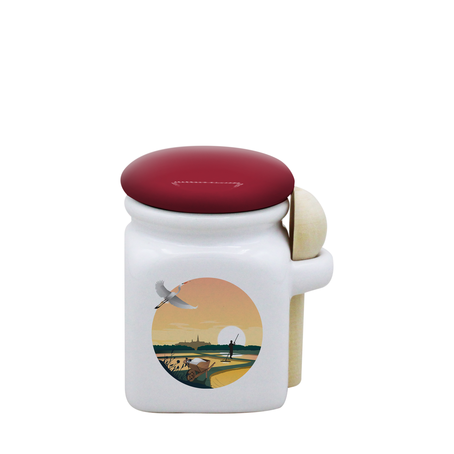 POT BLANC MINI COUV. ROUGE+CUIL. BOIS -MARHERON
