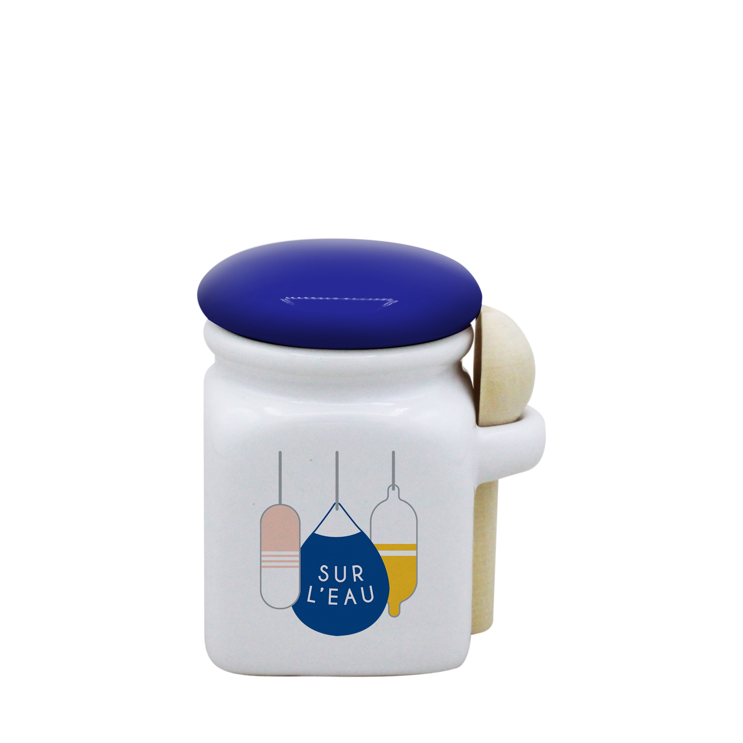 POT BLANC MINI COUV. BLEU+CUIL. BOIS-BOUEE SUR L'EAU LA PETITE EMI