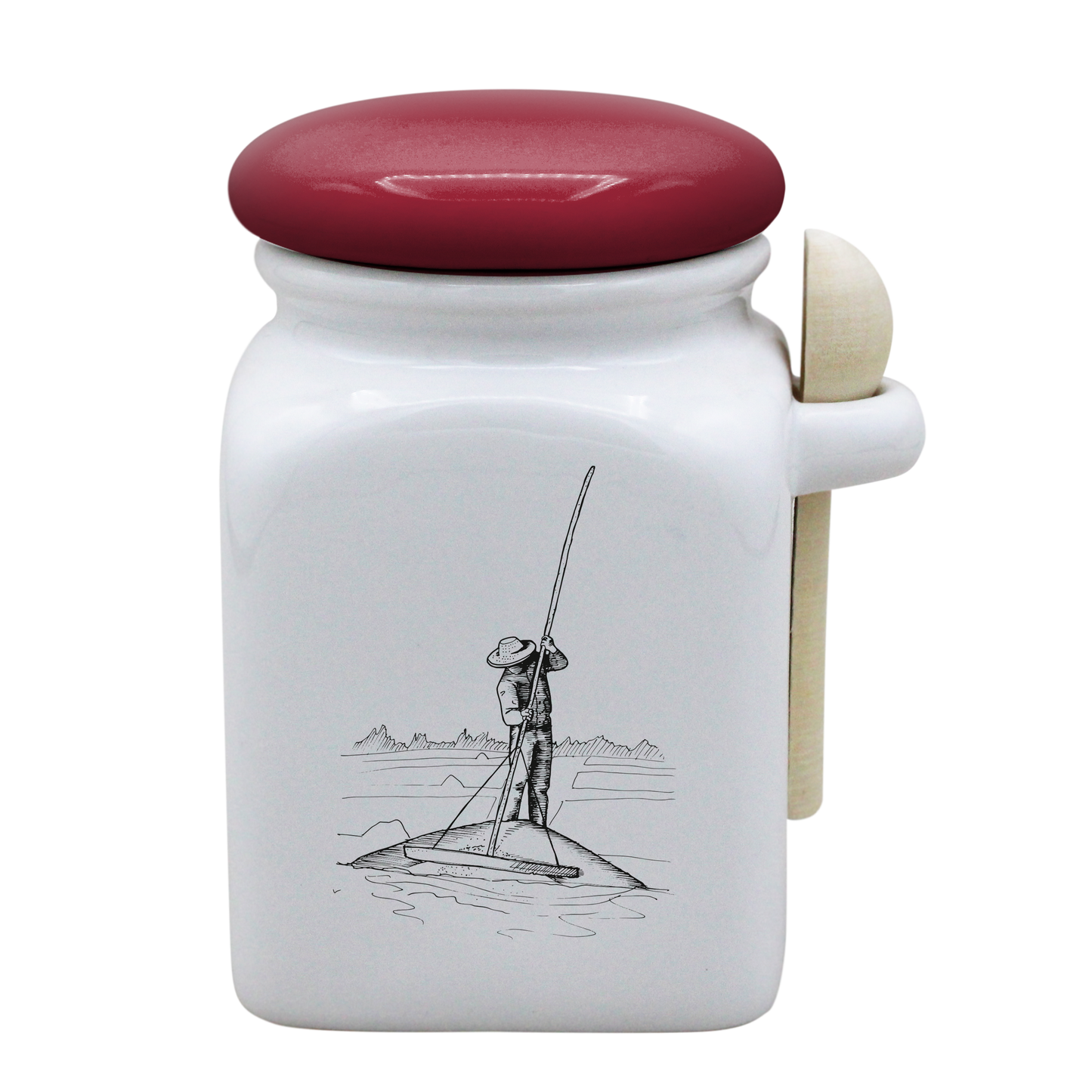 POT BLANC MM COUV. ROUGE+CUIL. BOIS-PALUA