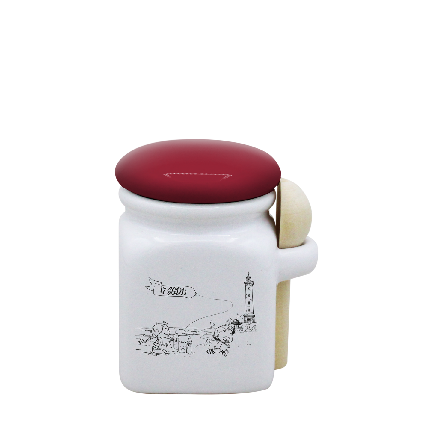 POT BLANC MINI COUV. ROUGE+CUIL. BOIS - DESSIN HORIZONTAL ST GEORGES DE DIDONNE SPE BO ET BON