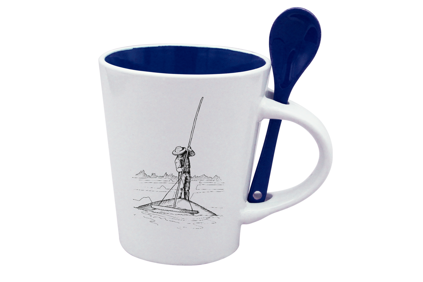 MUG CUILLERE BLANC INT. BLEU-PALUA