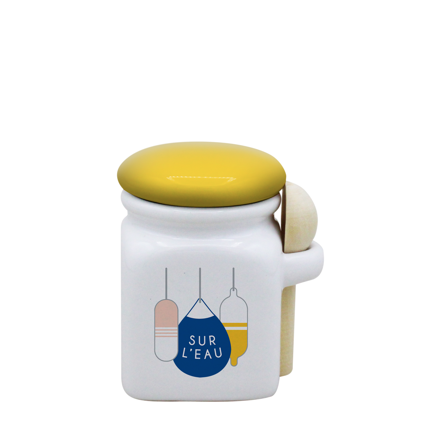 POT BLANC MINI COUV. JAUNE+CUIL. BOIS-BOUEE SUR L'EAU LA PETITE EMI