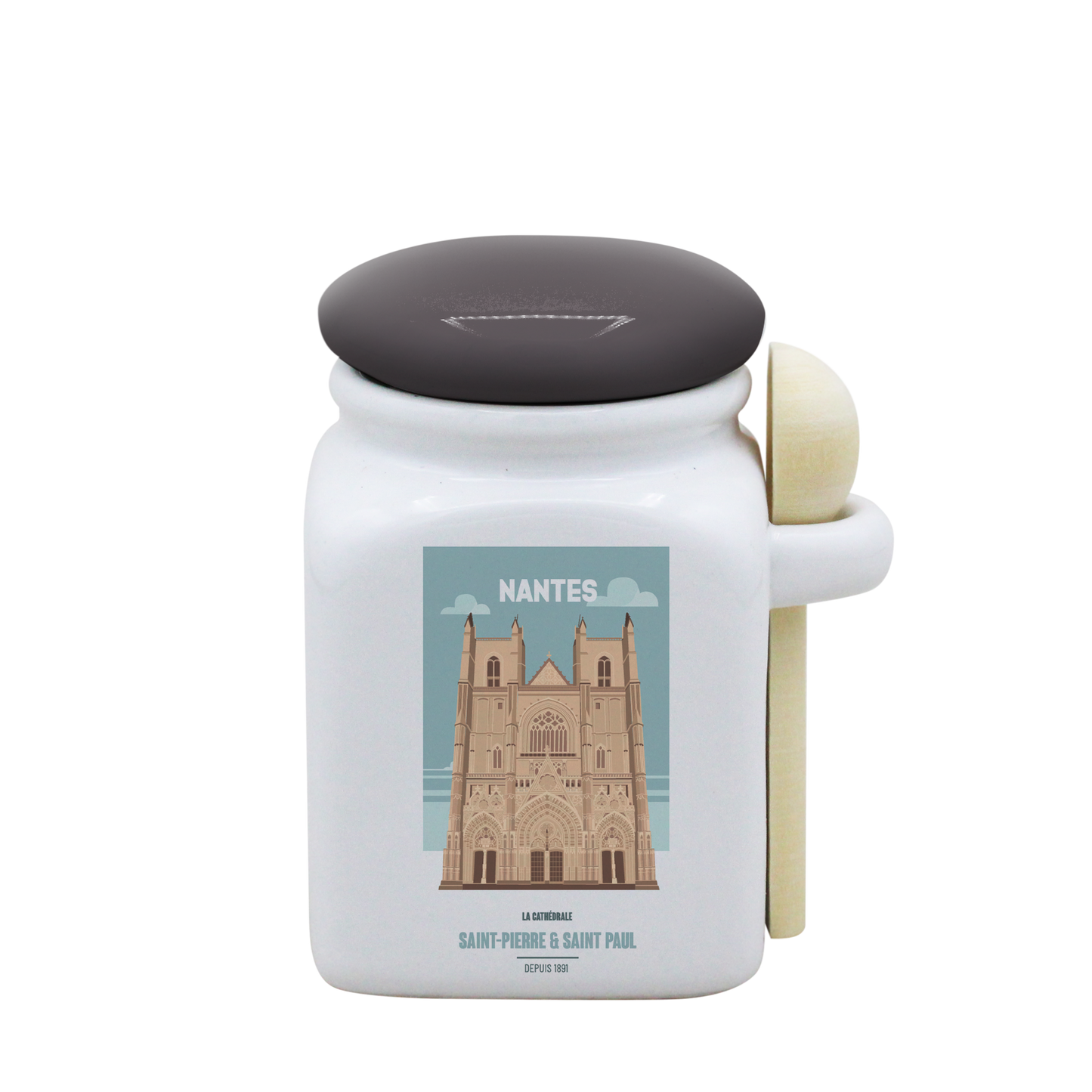 POT BLANC PM COUV. GRIS+CUIL. BOIS-NTECATHE