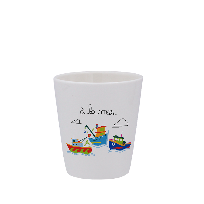 TASSE ESPRESSO BLANCHE S/ANSE-A LA MER BATEAUX