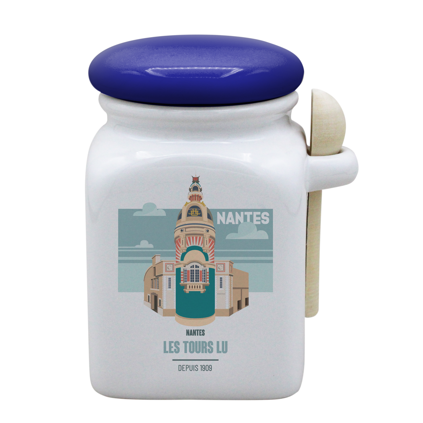 POT BLANC MM COUV. BLEU +CUIL. BOIS-NTETOUR