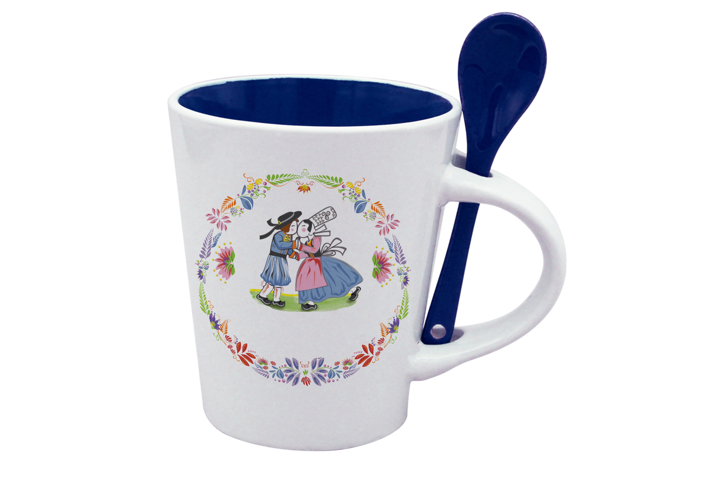 MUG CUILLERE BLANC INT. BLEU-BTNER