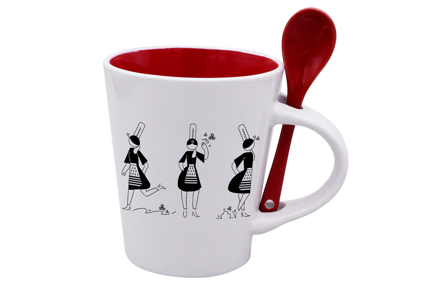 MUG CUILLERE BLANC INT. ROUGE - ARMELLE BIGOUDENE 3 PICTOS