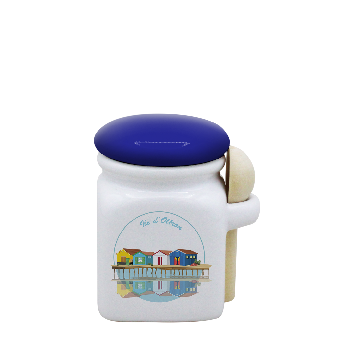 POT BLANC MINI COUV. BLEU+CUIL. BOIS-CABOLERO