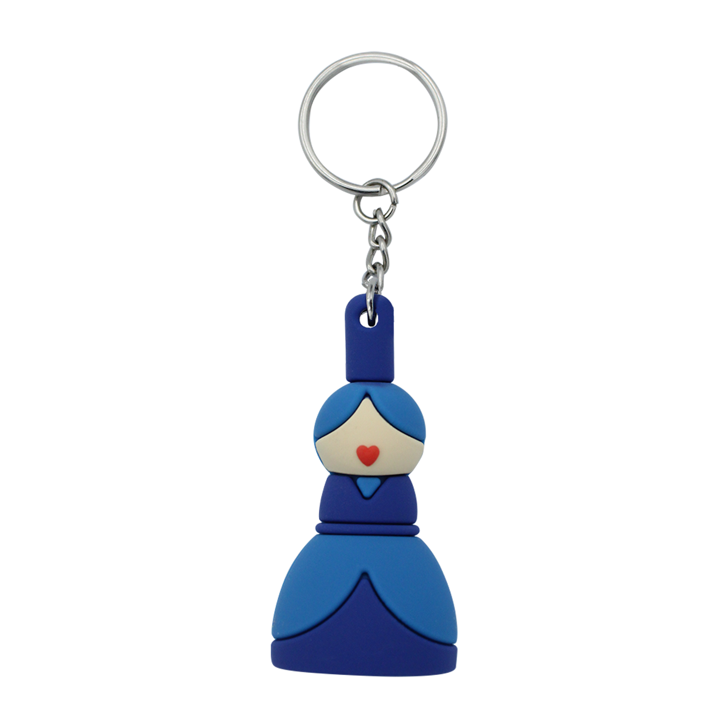 PORTE CLES SILICONE BIGOUDENE 70's BLEUE