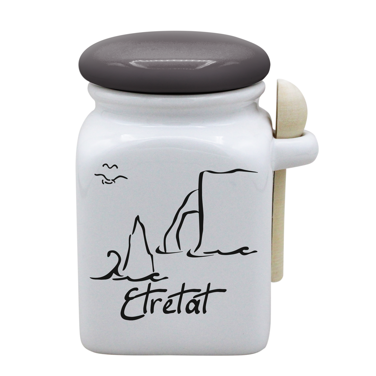 POT BLANC MM COUV. GRIS +CUIL. BOIS-ETRETF