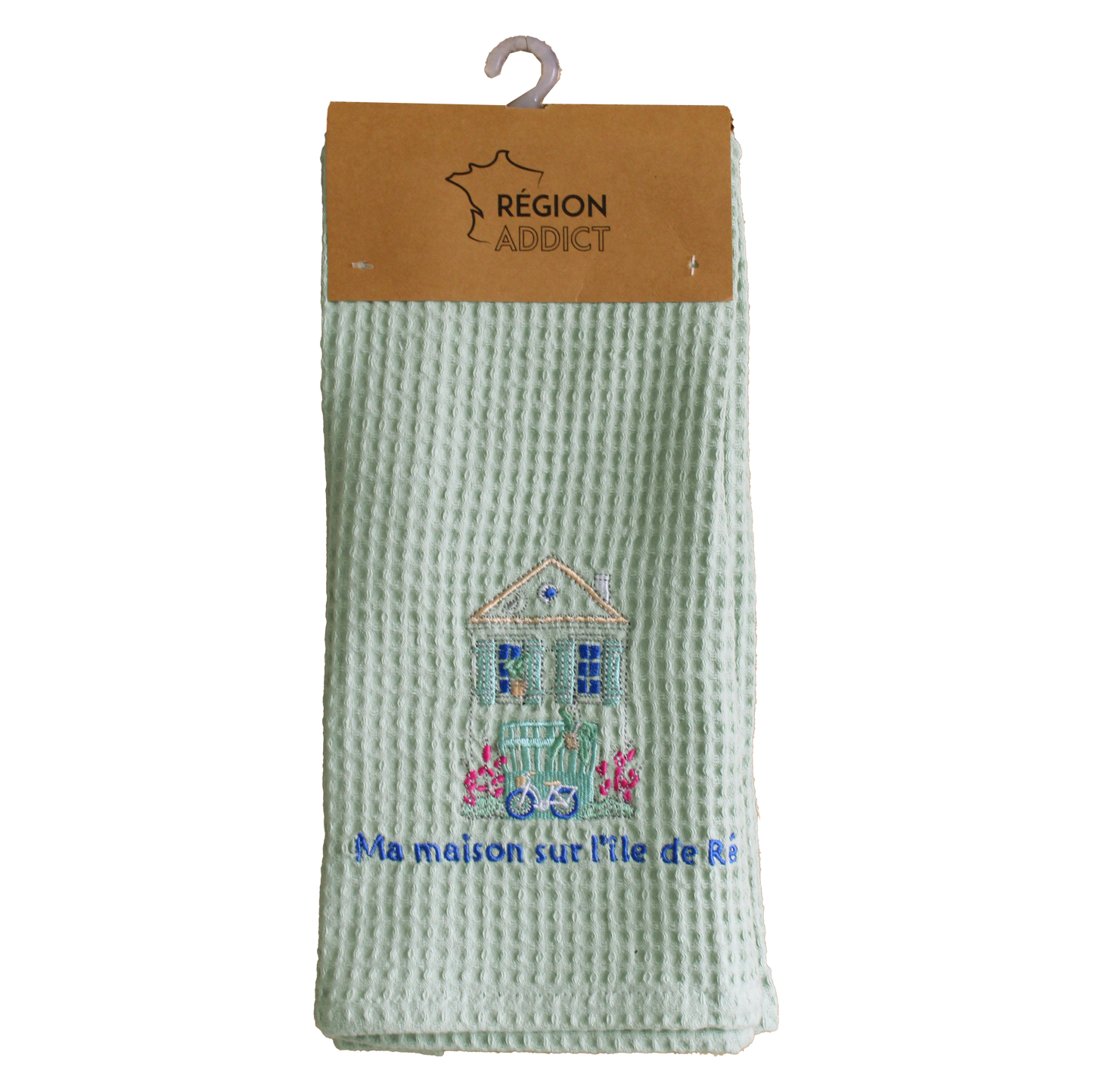 TORCHON NID D'ABEILLE MAISON RE VERT