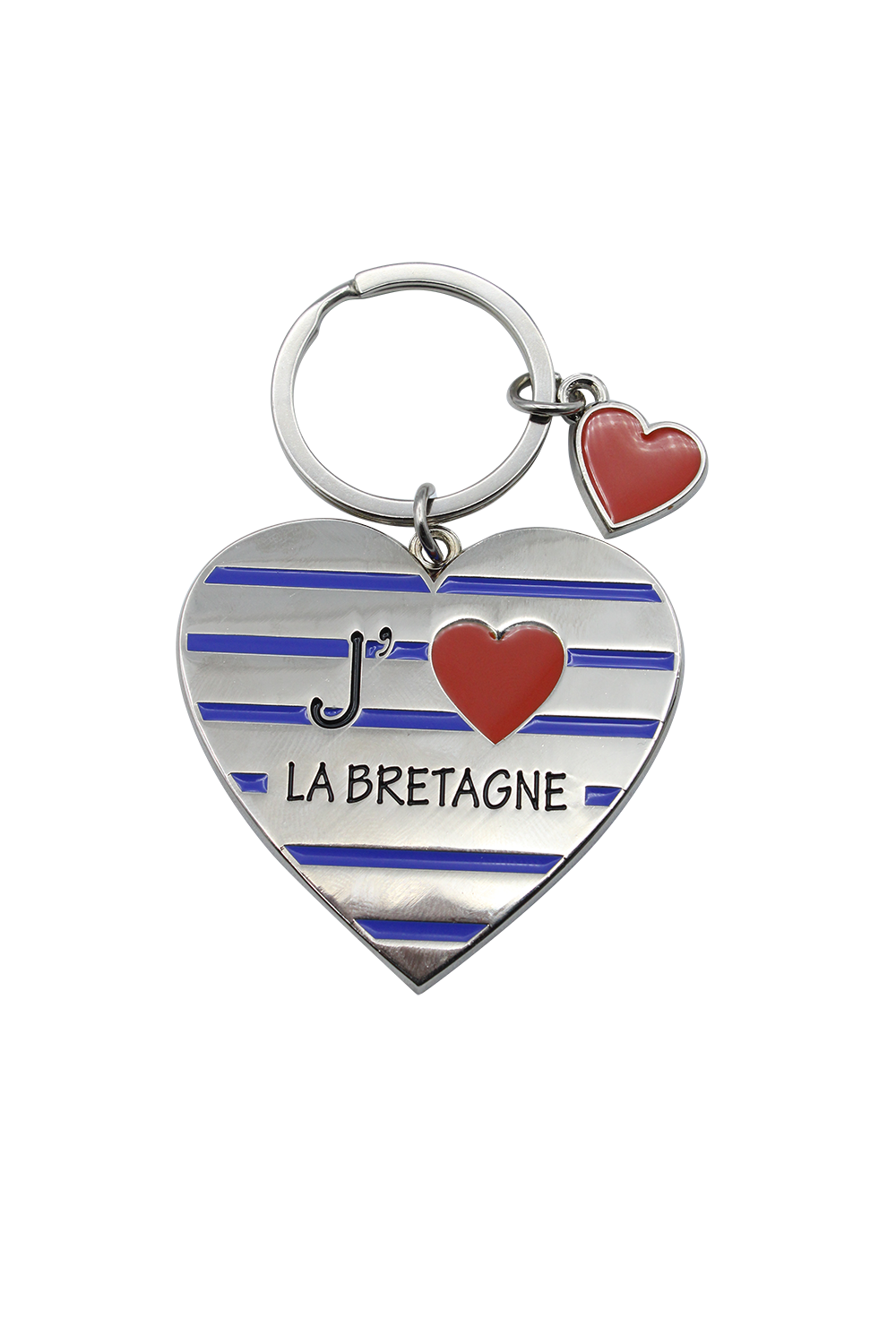 PORTE CLES METAL COEUR J'AIME LA BRETAGNE