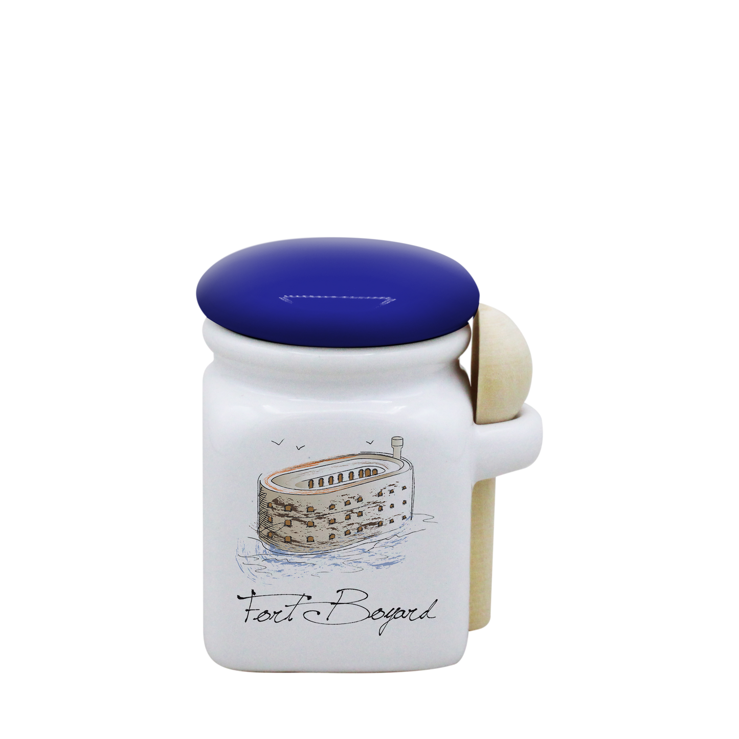 POT BLANC MINI COUV. BLEU+CUIL. BOIS-FOBOYD