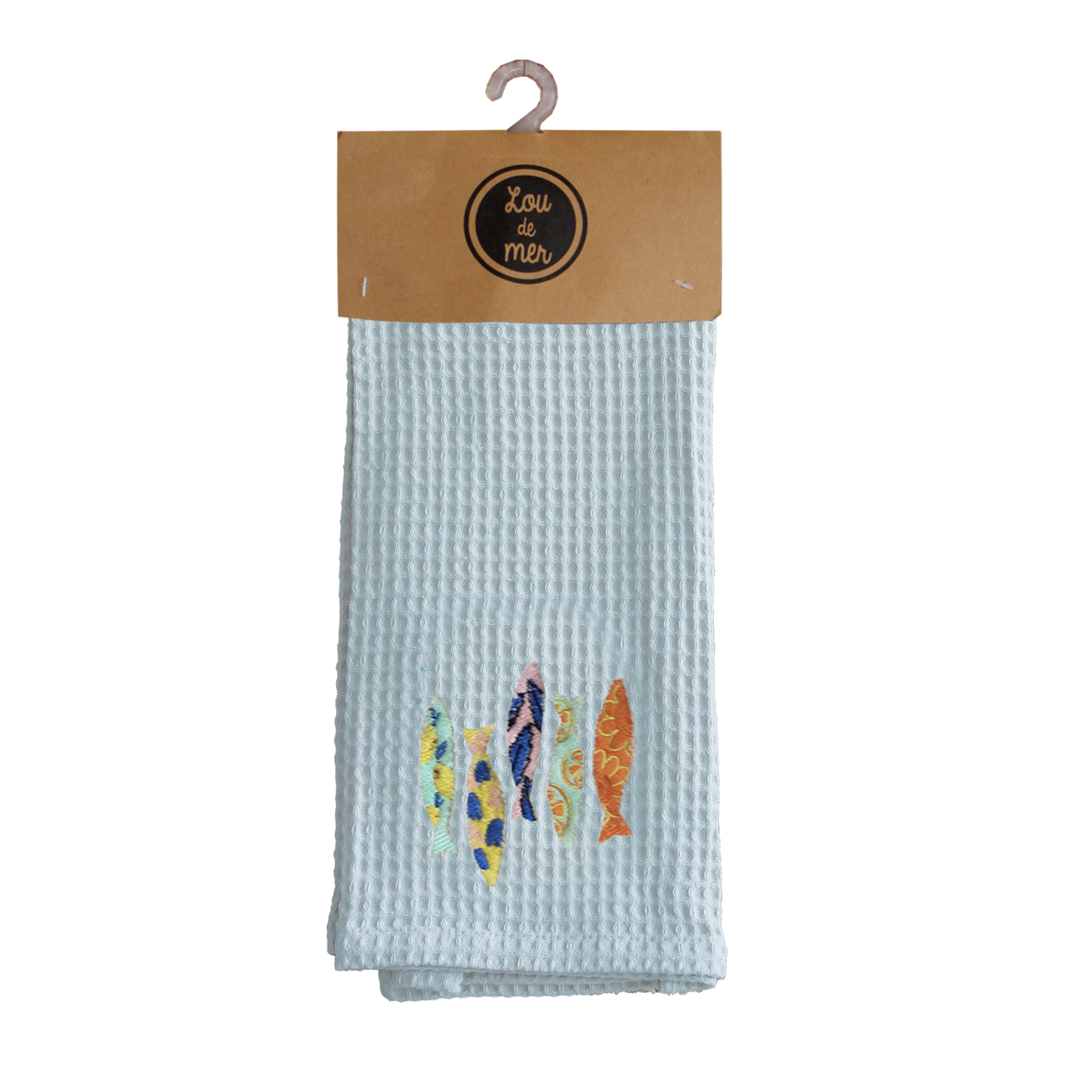 TORCHON NID D'ABEILLE CAPUCINE BLEU