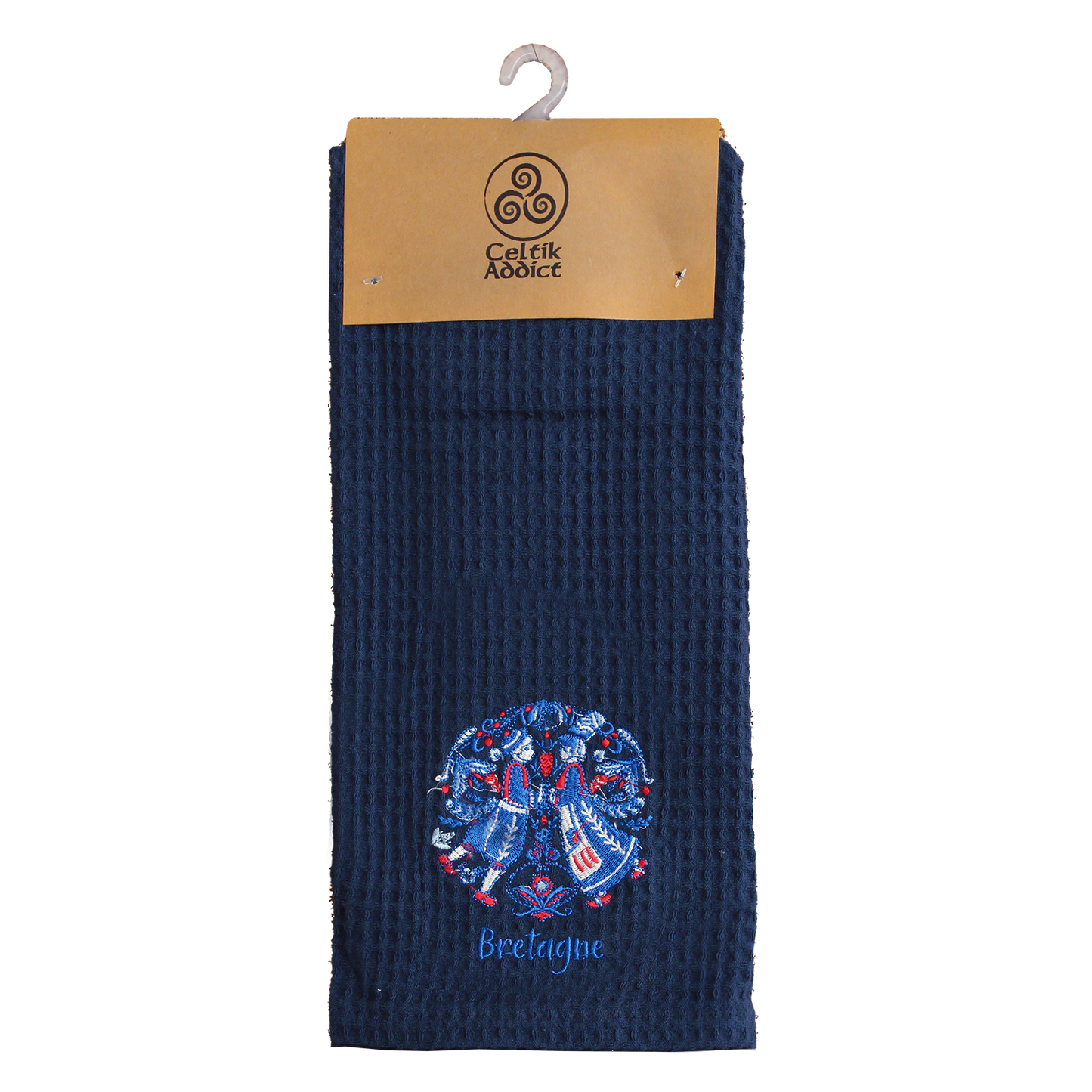 TORCHON NID D'ABEILLE RETRO BOHEME BLEU MARINE