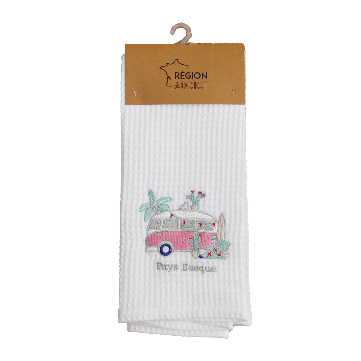 TORCHON NID D'ABEILLE VAN BASQUE BLANC