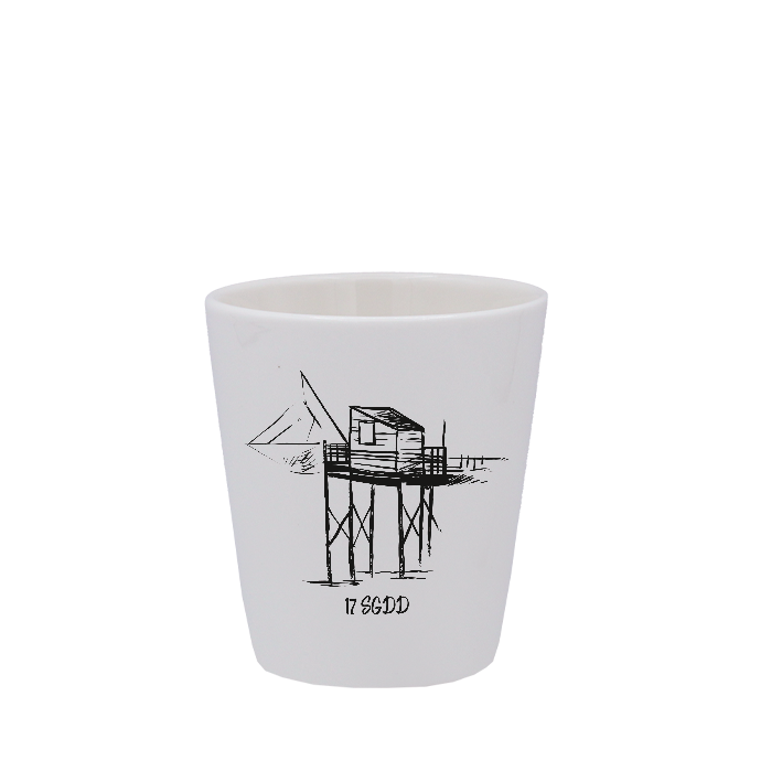 TASSE ESPRESSO BLANCHE S/ANSE - CARRELET NOIR SPE BO ET BON