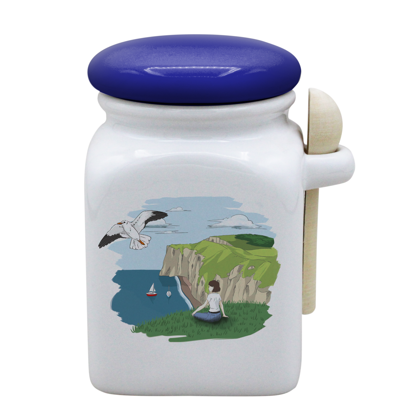 POT BLANC MM COUV. BLEU +CUIL. BOIS-FALEFIL